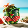 DALL·E 2023-12-27 13.43.34 - A whimsical and humorous scene featuring a watermelon wearing a b...png