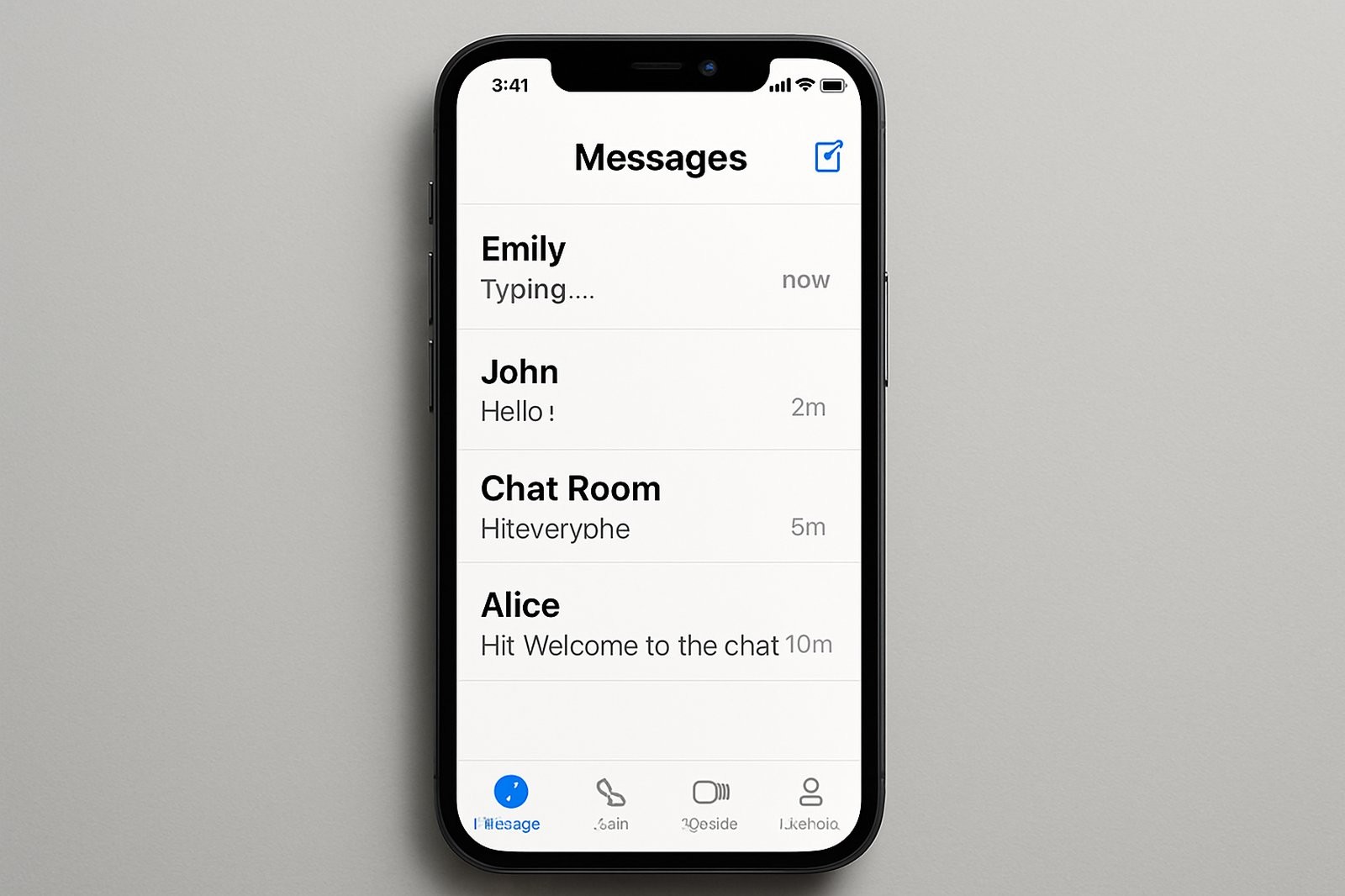 Typing indicators on a smartphone screen in a chat room setting.